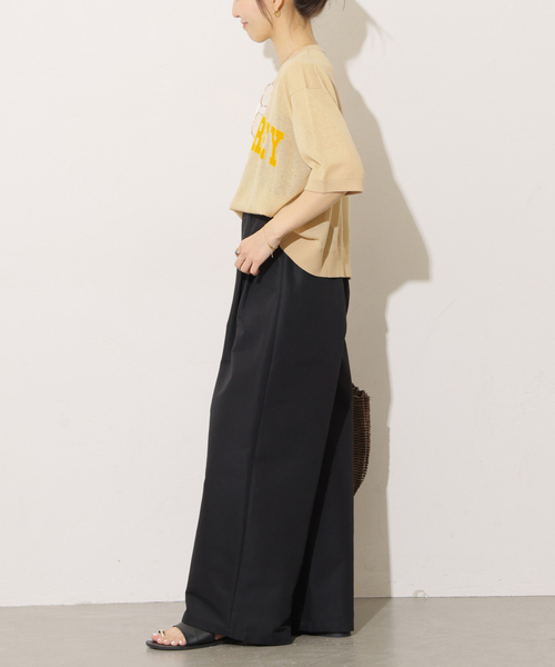 JOURNAL STANDARD relume（ジャーナルスタンダード　レリューム）の「シアーロゴハーフスリーブプルオーバー（ニット/セーター・レディース・ネイビー/ベージュ・FREE）」の4枚目の写真