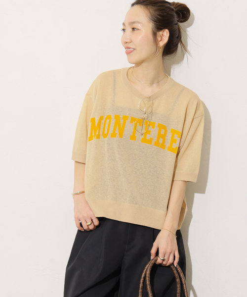 JOURNAL STANDARD relume（ジャーナルスタンダード　レリューム）の「シアーロゴハーフスリーブプルオーバー（ニット/セーター・レディース・ネイビー/ベージュ・FREE）」の7枚目の写真