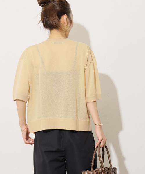 JOURNAL STANDARD relume（ジャーナルスタンダード　レリューム）の「シアーロゴハーフスリーブプルオーバー（ニット/セーター・レディース・ネイビー/ベージュ・FREE）」の10枚目の写真