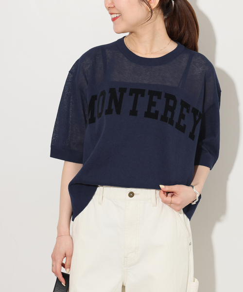 JOURNAL STANDARD relume（ジャーナルスタンダード　レリューム）の「シアーロゴハーフスリーブプルオーバー（ニット/セーター・レディース・ネイビー/ベージュ・FREE）」の14枚目の写真