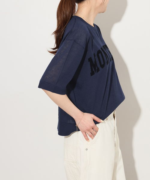 JOURNAL STANDARD relume（ジャーナルスタンダード　レリューム）の「シアーロゴハーフスリーブプルオーバー（ニット/セーター・レディース・ネイビー/ベージュ・FREE）」の16枚目の写真