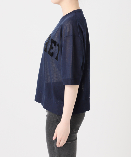 JOURNAL STANDARD relume（ジャーナルスタンダード　レリューム）の「シアーロゴハーフスリーブプルオーバー（ニット/セーター・レディース・ネイビー/ベージュ・FREE）」の19枚目の写真