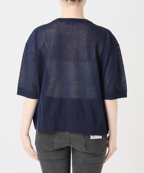 JOURNAL STANDARD relume（ジャーナルスタンダード　レリューム）の「シアーロゴハーフスリーブプルオーバー（ニット/セーター・レディース・ネイビー/ベージュ・FREE）」の20枚目の写真