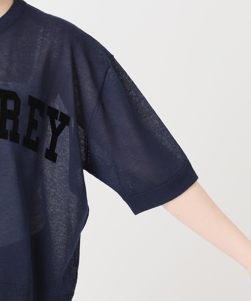 JOURNAL STANDARD relume（ジャーナルスタンダード　レリューム）の「シアーロゴハーフスリーブプルオーバー（ニット/セーター・レディース・ネイビー/ベージュ・FREE）」の22枚目の写真