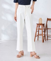 GALLORIA | 【ウエスト平ゴム内蔵】デニムセミフレアパンツ(デニムパンツ)