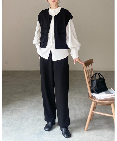 She's Closet(シーズクローゼット)の「フロントジップベスト&パンツスタイル セットアップ(セットアップ・レディース・チャコールグレー/ブラック/アイボリー/ブラウン・FREE)」の5枚目の写真