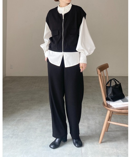 She's Closet(シーズクローゼット)の「フロントジップベスト&パンツスタイル セットアップ(セットアップ・レディース・チャコールグレー/ブラック/アイボリー/ブラウン・FREE)」の6枚目の写真