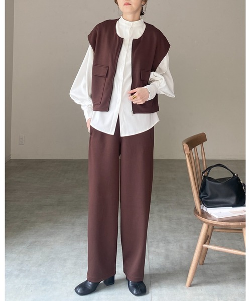 She's Closet(シーズクローゼット)の「フロントジップベスト&パンツスタイル セットアップ(セットアップ・レディース・チャコールグレー/ブラック/アイボリー/ブラウン・FREE)」の8枚目の写真