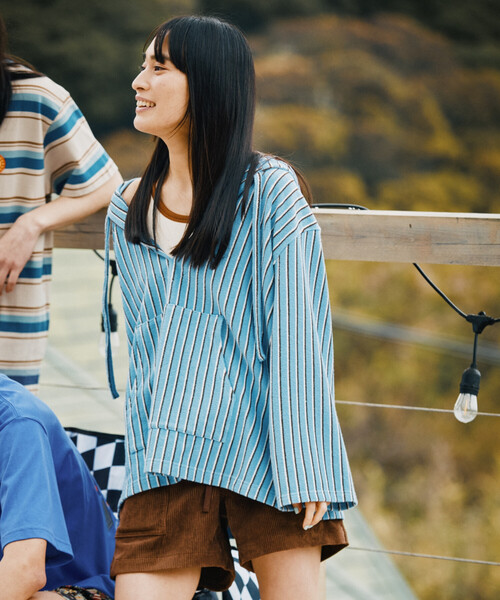 Beach & Festival】パイル フード付き スキッパープルオーバー