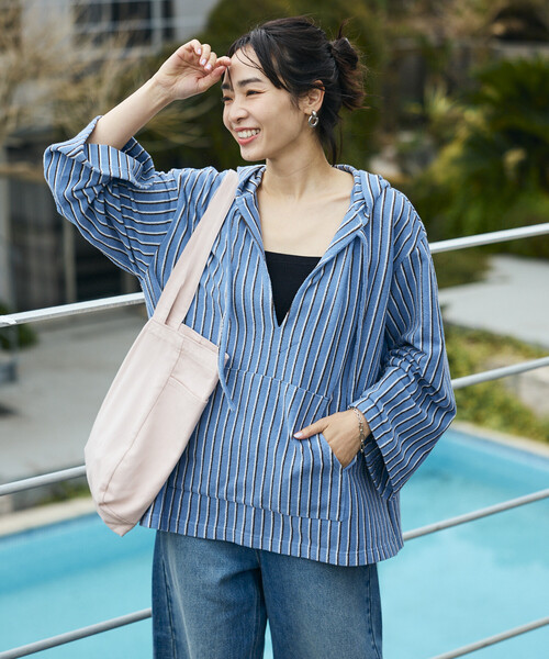 Beach & Festival】パイル フード付き スキッパープルオーバー