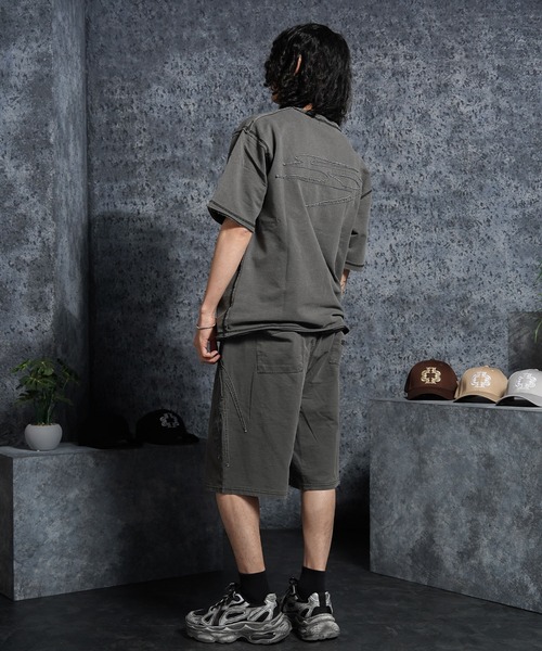 1111clothing(ワンフォークロージング)の「【セットアップ可能】ミニ裏毛 アップリケ ショートパンツ / Mini-Fleece Applique Shorts(スウェットパンツ・メンズ・アッシュ/ブラック・XL/L/M)」の7枚目の写真