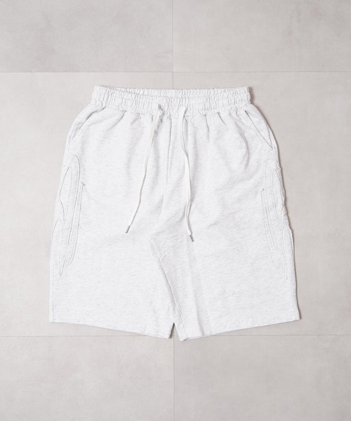 1111clothing(ワンフォークロージング)の「【セットアップ可能】ミニ裏毛 アップリケ ショートパンツ / Mini-Fleece Applique Shorts(スウェットパンツ・メンズ・アッシュ/ブラック・XL/L/M)」の8枚目の写真