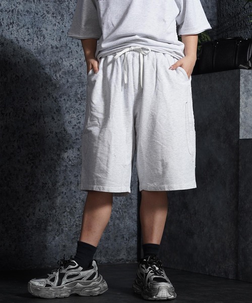 1111clothing(ワンフォークロージング)の「【セットアップ可能】ミニ裏毛 アップリケ ショートパンツ / Mini-Fleece Applique Shorts(スウェットパンツ・メンズ・アッシュ/ブラック・XL/L/M)」の11枚目の写真
