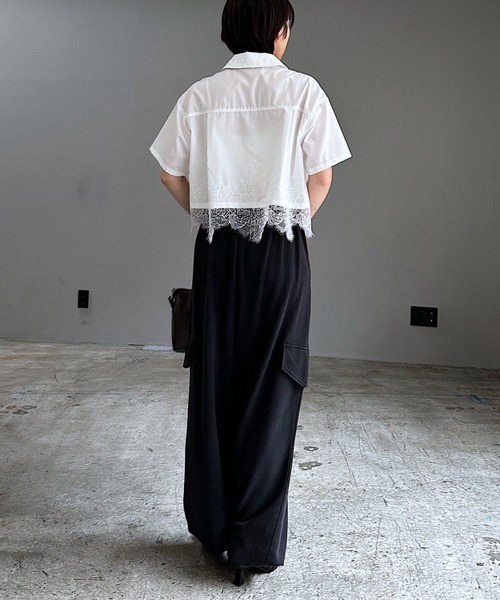 PAGEBOY（ページボーイ）の「レースドッキングショートシャツ（シャツ/ブラウス・レディース・ブラック/ブルー/オフホワイト・FREE）」の7枚目の写真
