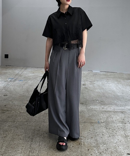 PAGEBOY（ページボーイ）の「レースドッキングショートシャツ（シャツ/ブラウス・レディース・ブラック/ブルー/オフホワイト・FREE）」の12枚目の写真