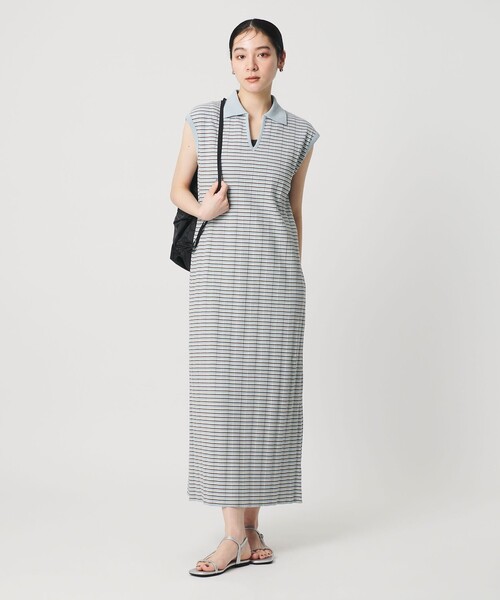 BEAUTY&YOUTH UNITED ARROWS(ビューティーアンドユースユナイテッドアローズ)の「ボーダー スキッパー マキシワンピース(ワンピース・レディース・ライトブルー/ブラック・M/S)」の1枚目の写真