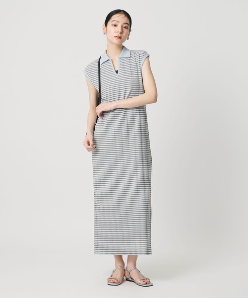 BEAUTY&YOUTH UNITED ARROWS(ビューティーアンドユースユナイテッドアローズ)の「ボーダー スキッパー マキシワンピース(ワンピース・レディース・ライトブルー/ブラック・M/S)」の3枚目の写真