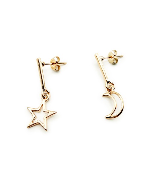 CARROLL(キャロル)の「CARROLL キャロル ムーン&スタードロップデザインピアス(ピアス(両耳用)・レディース・ピンクゴールド・FREE)」の1枚目の写真