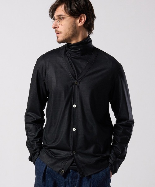 wjk（ダヴルジェイケイ）の「mcg3812- ex.comfy wool middle cardigan Vネックカーディガン(6893 wn08j)（カーディガン/ボレロ・メンズ・グレー系その他/ブラック・S/M/L/XL）」の2枚目の写真