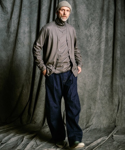wjk（ダヴルジェイケイ）の「mcg3812- ex.comfy wool middle cardigan Vネックカーディガン(6893 wn08j)（カーディガン/ボレロ・メンズ・グレー系その他/ブラック・S/M/L/XL）」の5枚目の写真