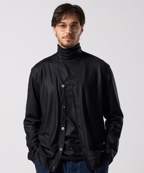 wjk（ダヴルジェイケイ）の「mcg3812- ex.comfy wool middle cardigan Vネックカーディガン(6893 wn08j)（カーディガン/ボレロ・メンズ・グレー系その他/ブラック・S/M/L/XL）」の8枚目の写真