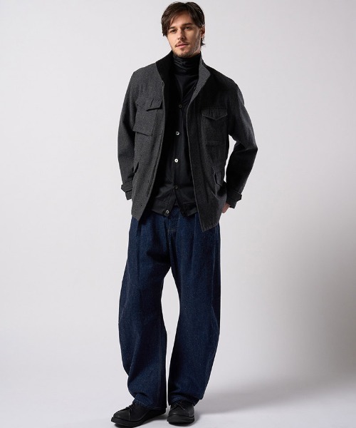 wjk（ダヴルジェイケイ）の「mcg3812- ex.comfy wool middle cardigan Vネックカーディガン(6893 wn08j)（カーディガン/ボレロ・メンズ・グレー系その他/ブラック・S/M/L/XL）」の14枚目の写真