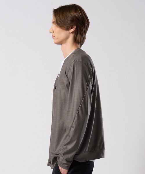 wjk（ダヴルジェイケイ）の「mcg3812- ex.comfy wool middle cardigan Vネックカーディガン(6893 wn08j)（カーディガン/ボレロ・メンズ・グレー系その他/ブラック・S/M/L/XL）」の16枚目の写真