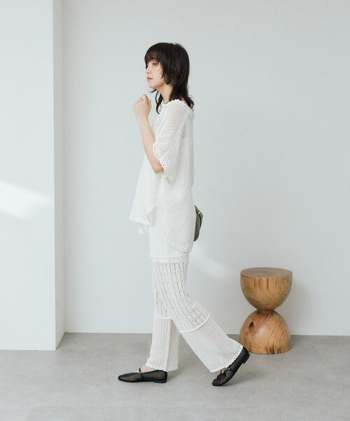 RIVE DROITE(リヴドロワ)の「【à Nice】【セットアップ着用可能/2サイズ展開】クロシェトリムニットパンツ(その他パンツ・レディース・オフホワイト/チャコールグレー・36/38)」の5枚目の写真