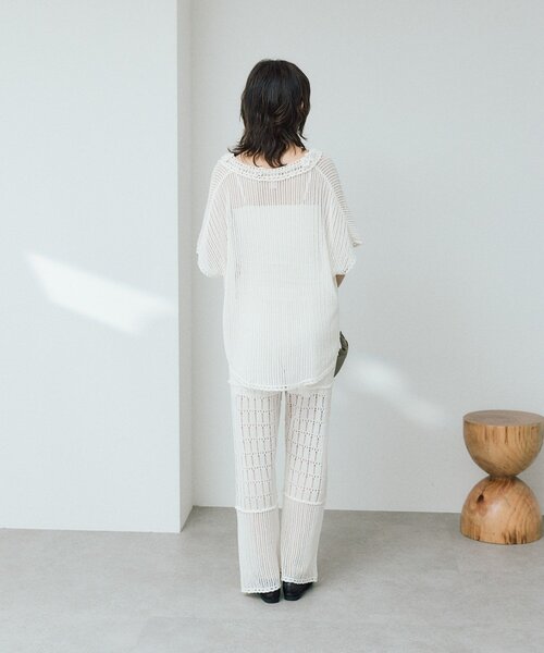 RIVE DROITE(リヴドロワ)の「【à Nice】【セットアップ着用可能/2サイズ展開】クロシェトリムニットパンツ(その他パンツ・レディース・オフホワイト/チャコールグレー・36/38)」の6枚目の写真