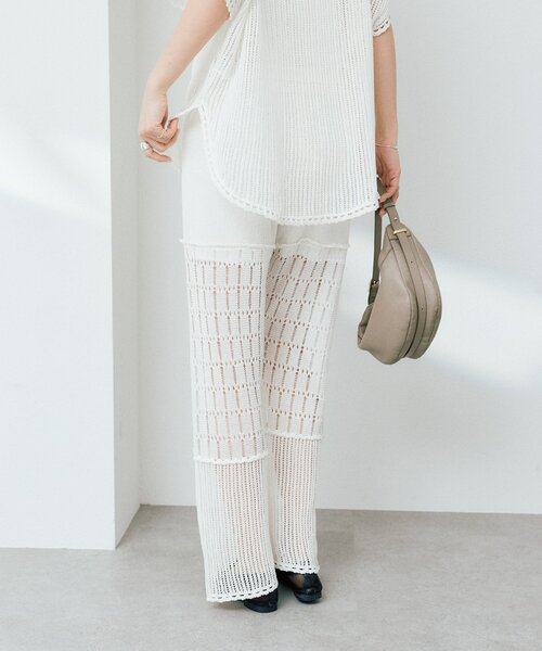 RIVE DROITE(リヴドロワ)の「【à Nice】【セットアップ着用可能/2サイズ展開】クロシェトリムニットパンツ(その他パンツ・レディース・オフホワイト/チャコールグレー・36/38)」の10枚目の写真