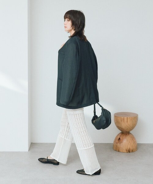 RIVE DROITE(リヴドロワ)の「【à Nice】【セットアップ着用可能/2サイズ展開】クロシェトリムニットパンツ(その他パンツ・レディース・オフホワイト/チャコールグレー・36/38)」の12枚目の写真
