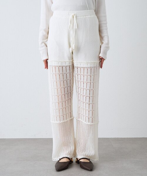 RIVE DROITE(リヴドロワ)の「【à Nice】【セットアップ着用可能/2サイズ展開】クロシェトリムニットパンツ(その他パンツ・レディース・オフホワイト/チャコールグレー・36/38)」の14枚目の写真