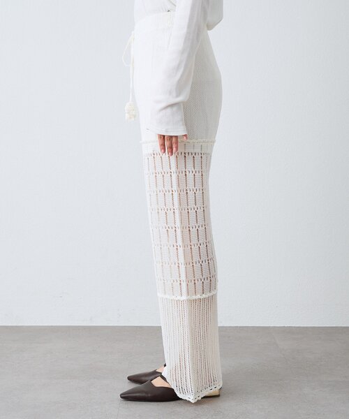RIVE DROITE(リヴドロワ)の「【à Nice】【セットアップ着用可能/2サイズ展開】クロシェトリムニットパンツ(その他パンツ・レディース・オフホワイト/チャコールグレー・36/38)」の15枚目の写真