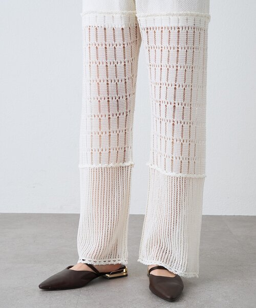 RIVE DROITE(リヴドロワ)の「【à Nice】【セットアップ着用可能/2サイズ展開】クロシェトリムニットパンツ(その他パンツ・レディース・オフホワイト/チャコールグレー・36/38)」の18枚目の写真