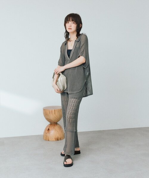 RIVE DROITE(リヴドロワ)の「【à Nice】【セットアップ着用可能/2サイズ展開】クロシェトリムニットパンツ(その他パンツ・レディース・オフホワイト/チャコールグレー・36/38)」の22枚目の写真