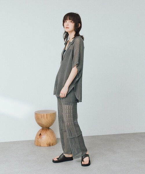 RIVE DROITE(リヴドロワ)の「【à Nice】【セットアップ対応可能/2サイズ展開】クロシェトリムニットパンツ(その他パンツ・レディース・オフホワイト/チャコールグレー・36/38)」の10枚目の写真
