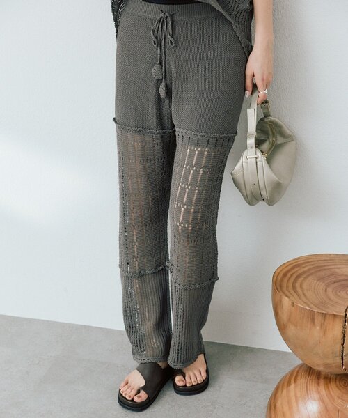 RIVE DROITE(リヴドロワ)の「【à Nice】【セットアップ対応可能/2サイズ展開】クロシェトリムニットパンツ(その他パンツ・レディース・オフホワイト/チャコールグレー・36/38)」の15枚目の写真