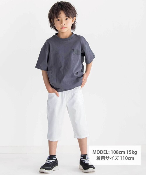 WASK(ワスク)の「【接触冷感】6分丈ロゴパッチ ホワイトストレッチデニム(デニムパンツ・キッズ・ホワイト・140cm/160cm/150cm)」の2枚目の写真