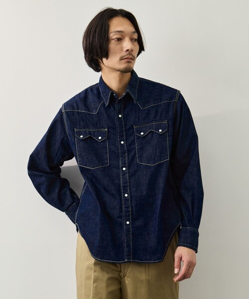 REMI RELIEF(レミレリーフ)の「【REMI RELIEF】OW 8.5oz DENIM WESTERNSHIRT(ノコギリ型フラップ)(シャツ/ブラウス・メンズ・ダークインディゴブルー・L/M)」の2枚目の写真