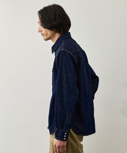 REMI RELIEF(レミレリーフ)の「【REMI RELIEF】OW 8.5oz DENIM WESTERNSHIRT(ノコギリ型フラップ)(シャツ/ブラウス・メンズ・ダークインディゴブルー・L/M)」の3枚目の写真