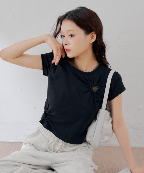 Chico(チコ)の「ハートデザインチビT(Tシャツ/カットソー・レディース・ピンク/ホワイト/ブラック/ホワイト系その他2・FREE)」の7枚目の写真