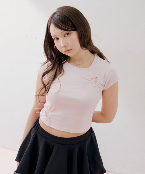 Chico(チコ)の「ハートデザインチビT(Tシャツ/カットソー・レディース・ピンク/ホワイト/ブラック/ホワイト系その他2・FREE)」の12枚目の写真