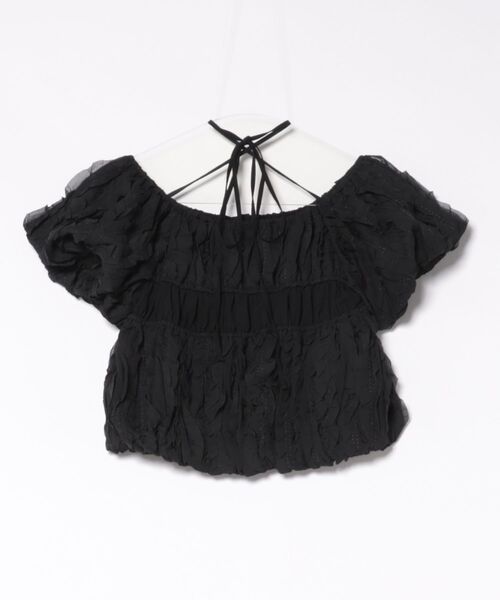 CLANE(クラネ)の「CLANE/クラネ/W FACE TOPSTITCHED FRILL TOPS(Tシャツ/カットソー・レディース・アイボリー/ブラック・1)」の3枚目の写真