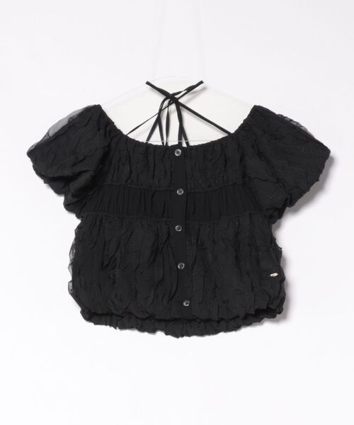 CLANE(クラネ)の「CLANE/クラネ/W FACE TOPSTITCHED FRILL TOPS(Tシャツ/カットソー・レディース・アイボリー/ブラック・1)」の6枚目の写真