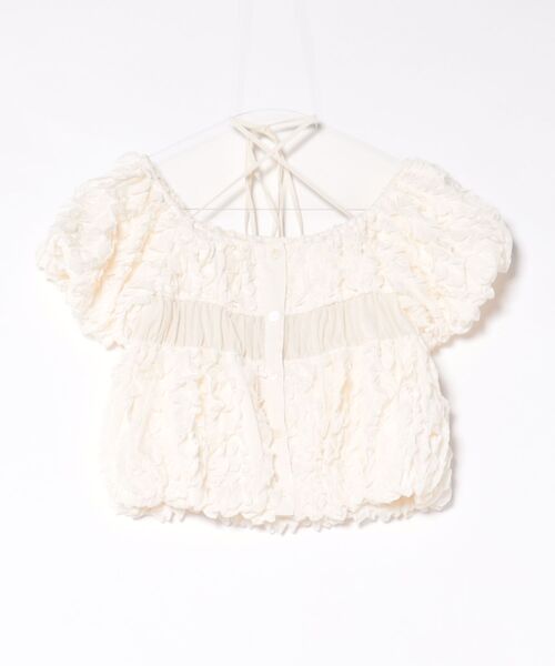 CLANE(クラネ)の「CLANE/クラネ/W FACE TOPSTITCHED FRILL TOPS(Tシャツ/カットソー・レディース・アイボリー/ブラック・1)」の7枚目の写真