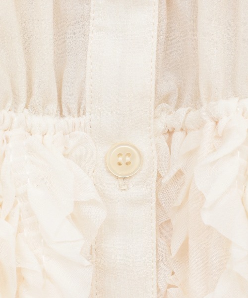 CLANE(クラネ)の「CLANE/クラネ/W FACE TOPSTITCHED FRILL TOPS(Tシャツ/カットソー・レディース・アイボリー/ブラック・1)」の16枚目の写真