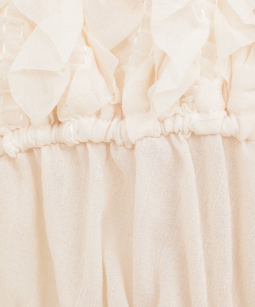 CLANE(クラネ)の「CLANE/クラネ/W FACE TOPSTITCHED FRILL TOPS(Tシャツ/カットソー・レディース・アイボリー/ブラック・1)」の9枚目の写真