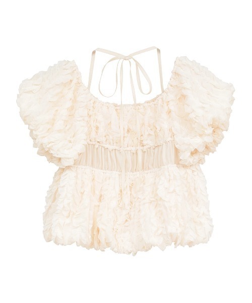 CLANE(クラネ)の「CLANE/クラネ/W FACE TOPSTITCHED FRILL TOPS(Tシャツ/カットソー・レディース・アイボリー/ブラック・1)」の17枚目の写真
