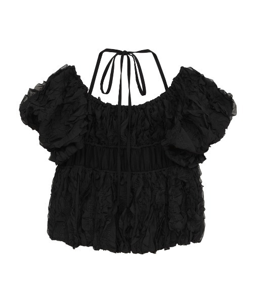 CLANE(クラネ)の「CLANE/クラネ/W FACE TOPSTITCHED FRILL TOPS(Tシャツ/カットソー・レディース・アイボリー/ブラック・1)」の10枚目の写真
