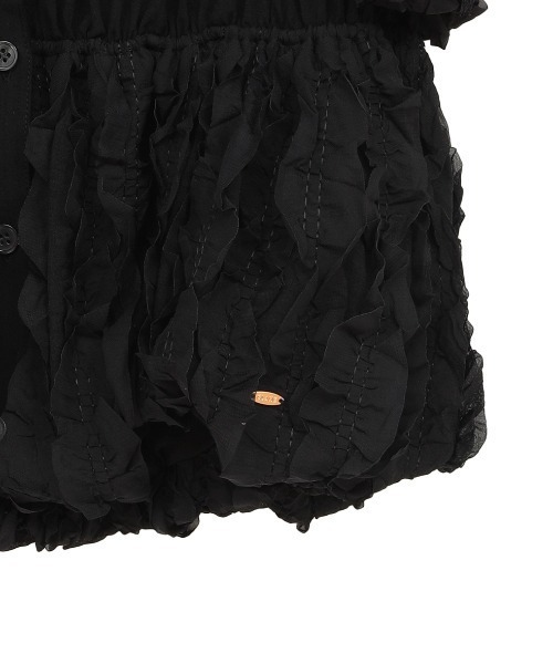 CLANE(クラネ)の「CLANE/クラネ/W FACE TOPSTITCHED FRILL TOPS(Tシャツ/カットソー・レディース・アイボリー/ブラック・1)」の14枚目の写真